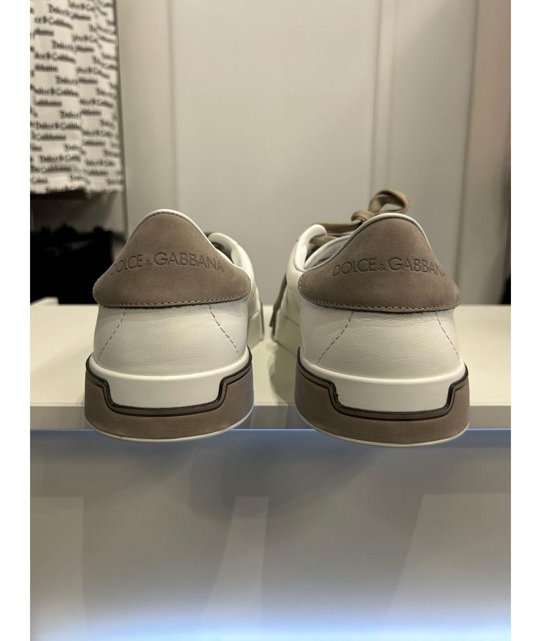 DOLCE&GABBANA Белые кожаные низкие кроссовки / кеды, фото 4