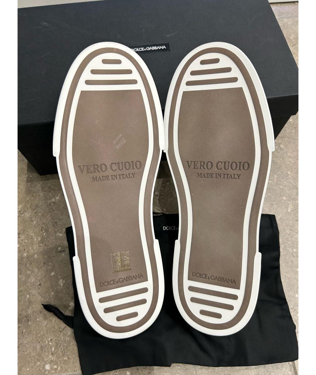 DOLCE&GABBANA Белые кожаные низкие кроссовки / кеды, фото 5