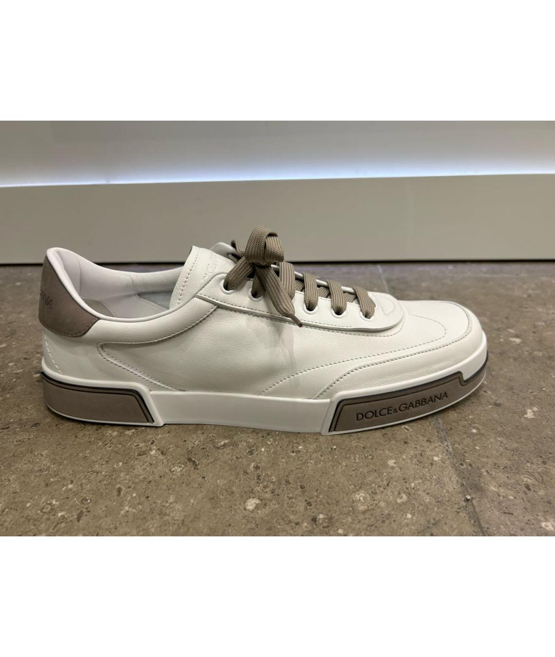 DOLCE&GABBANA Белые кожаные низкие кроссовки / кеды, фото 8