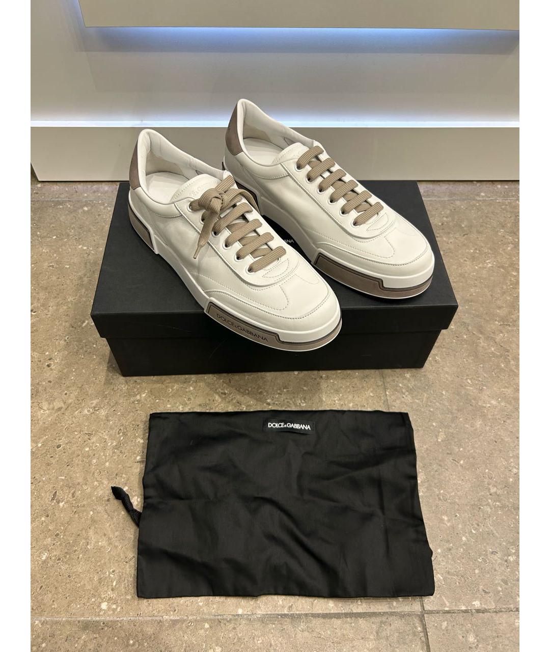 DOLCE&GABBANA Белые кожаные низкие кроссовки / кеды, фото 6