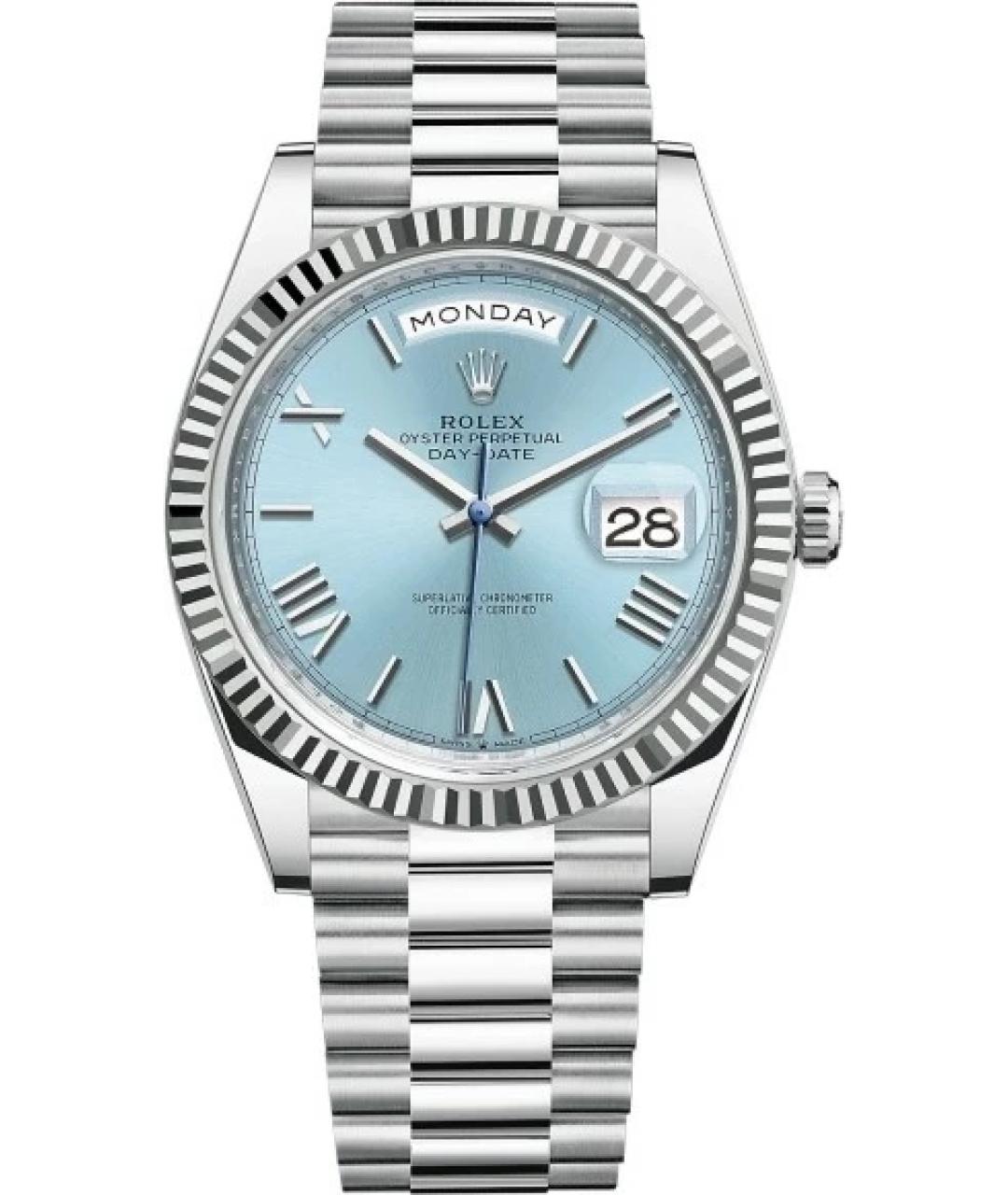 ROLEX Голубые платиновые часы, фото 7