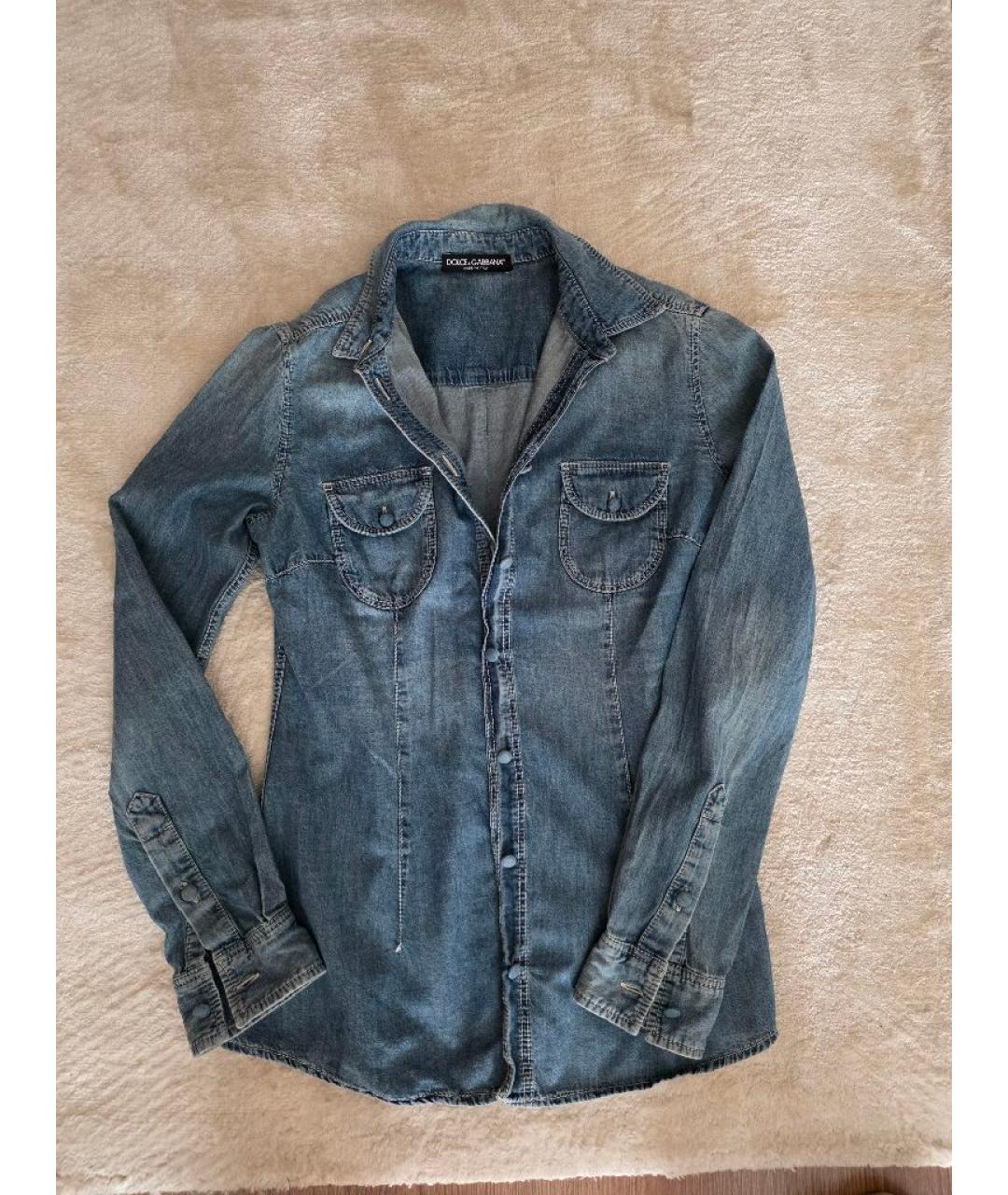 DOLCE&GABBANA Синяя хлопковая рубашка, фото 3