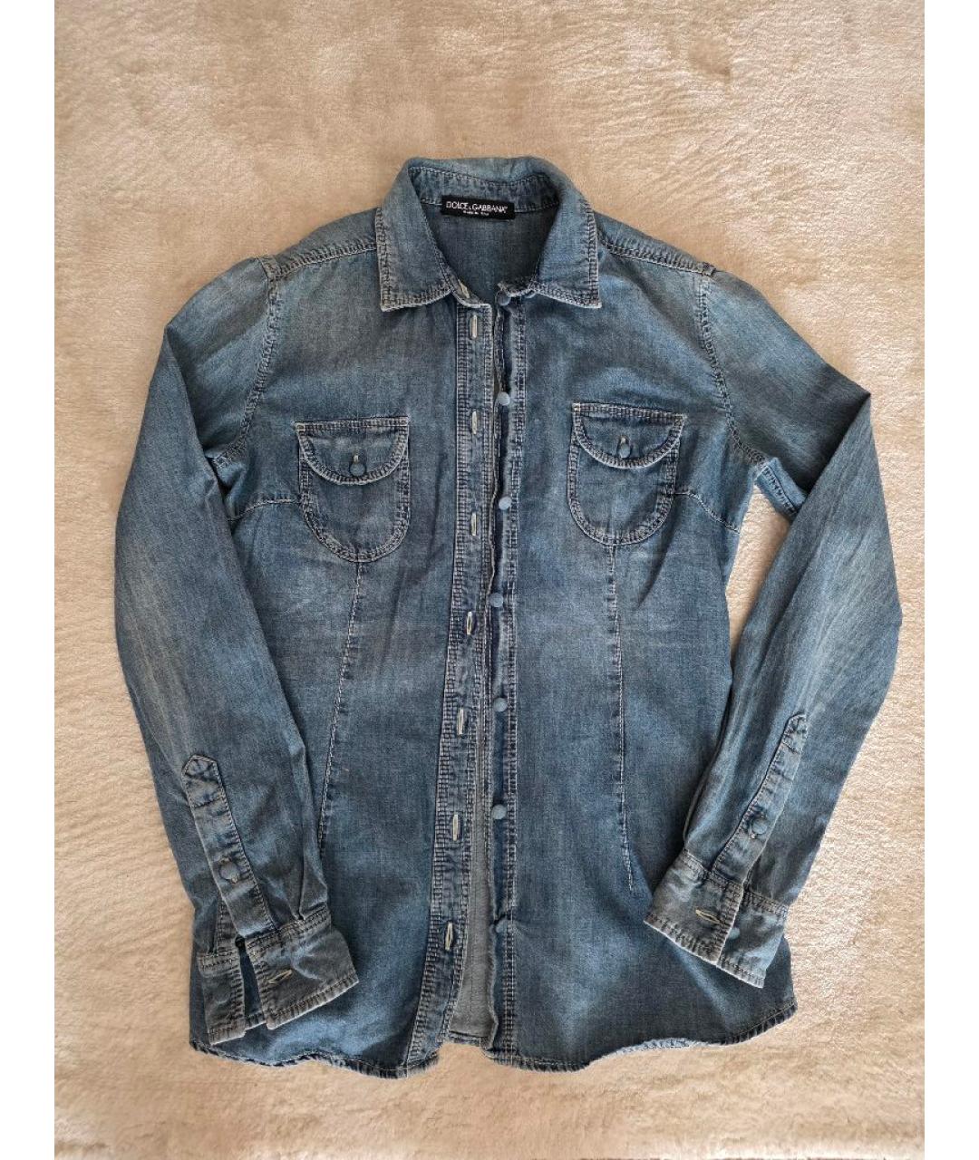 DOLCE&GABBANA Синяя хлопковая рубашка, фото 5