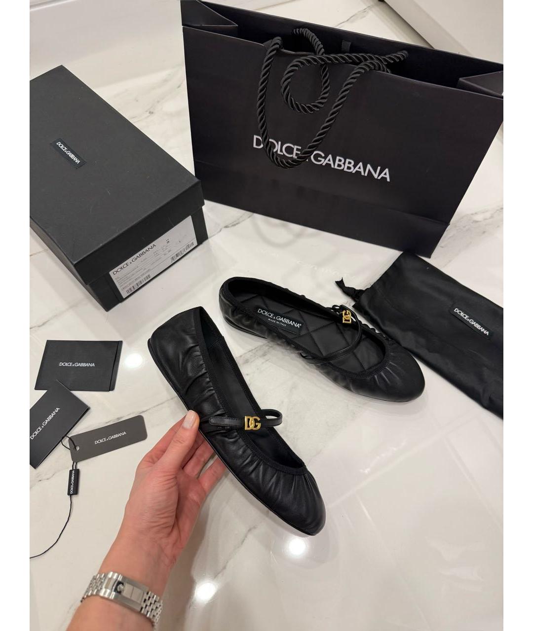 DOLCE&GABBANA Черные кожаные балетки, фото 3