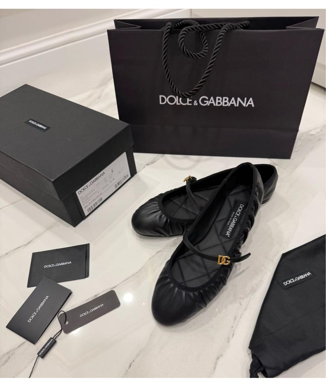 DOLCE&GABBANA Черные кожаные балетки, фото 5