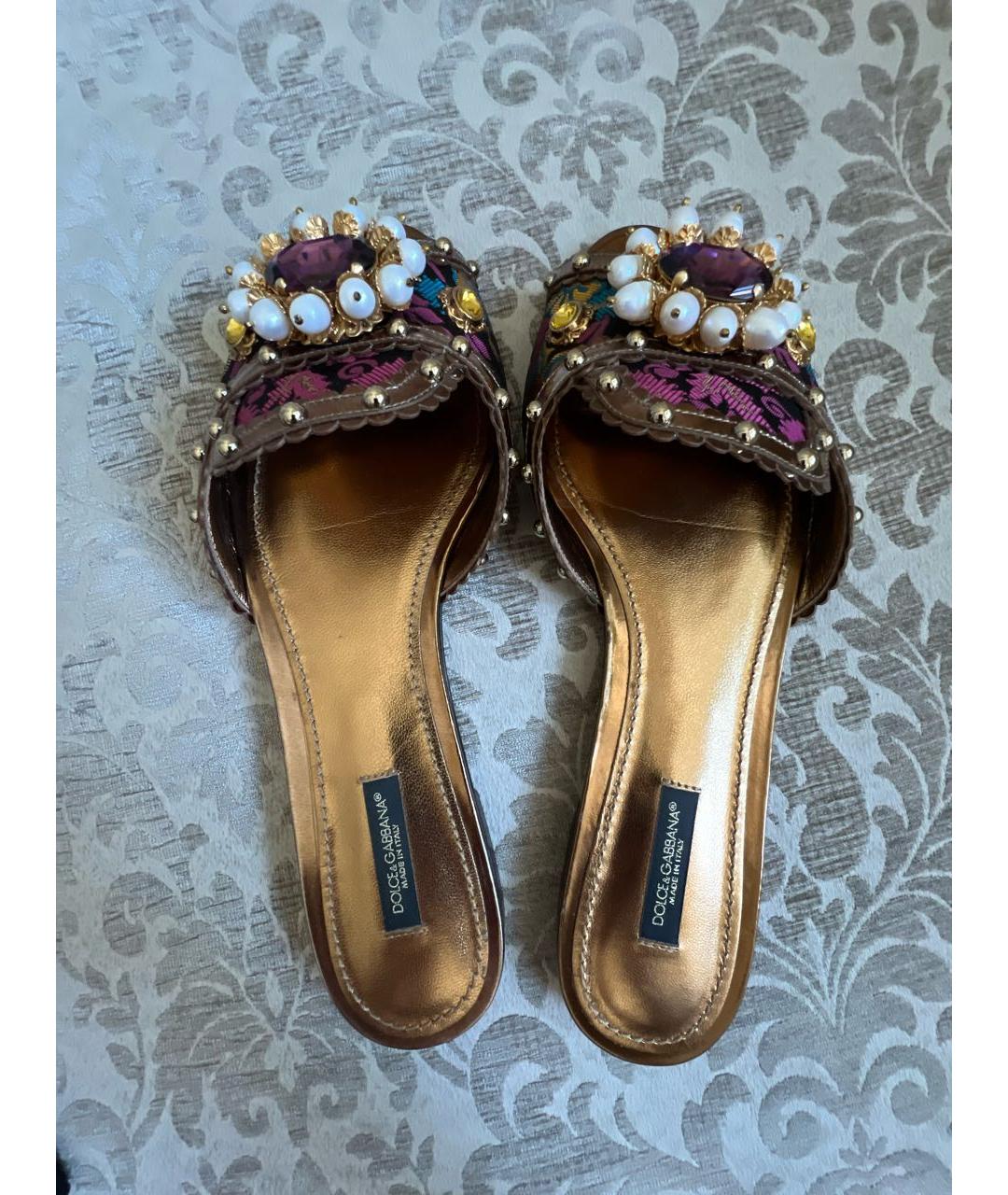 DOLCE&GABBANA Мульти кожаные шлепанцы, фото 3