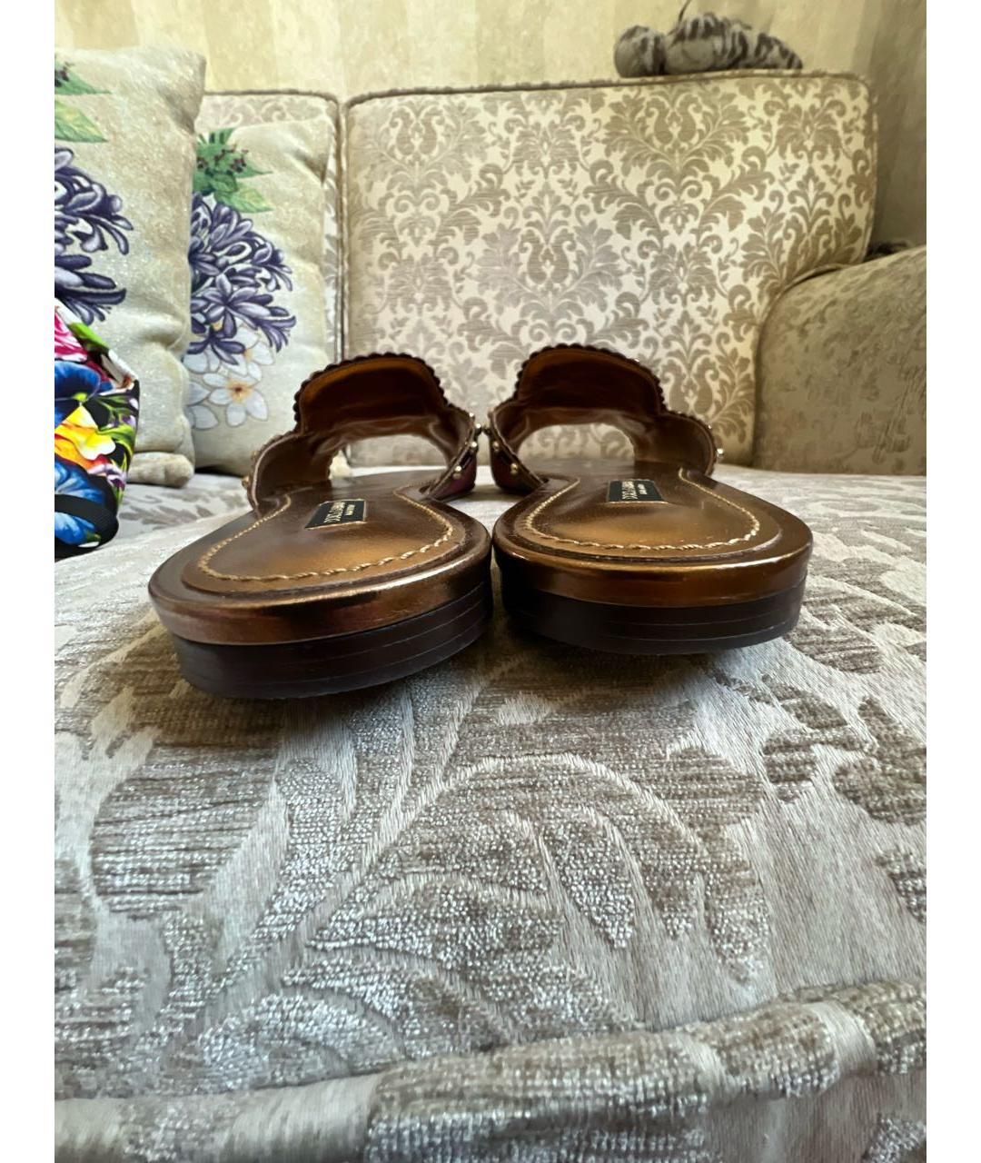 DOLCE&GABBANA Мульти кожаные шлепанцы, фото 4