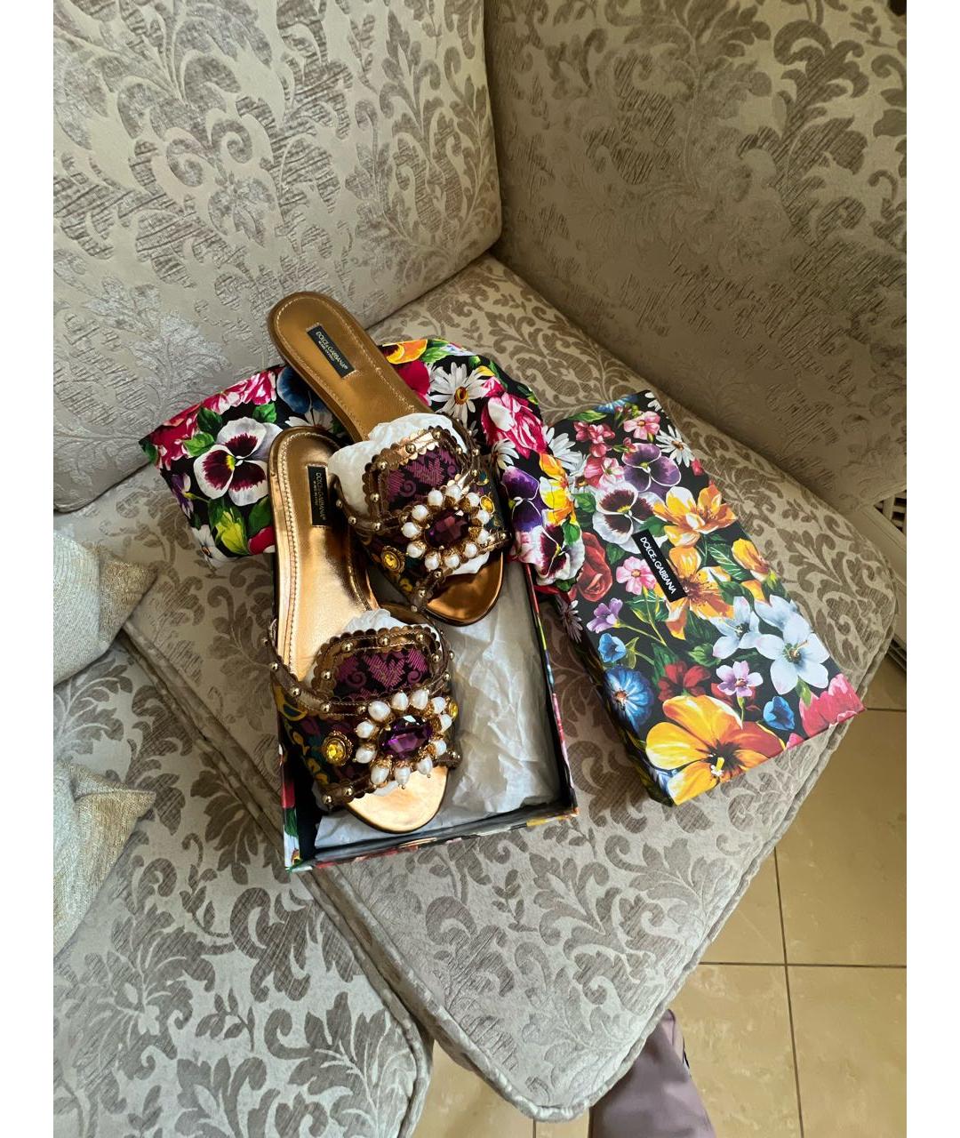 DOLCE&GABBANA Мульти кожаные шлепанцы, фото 8