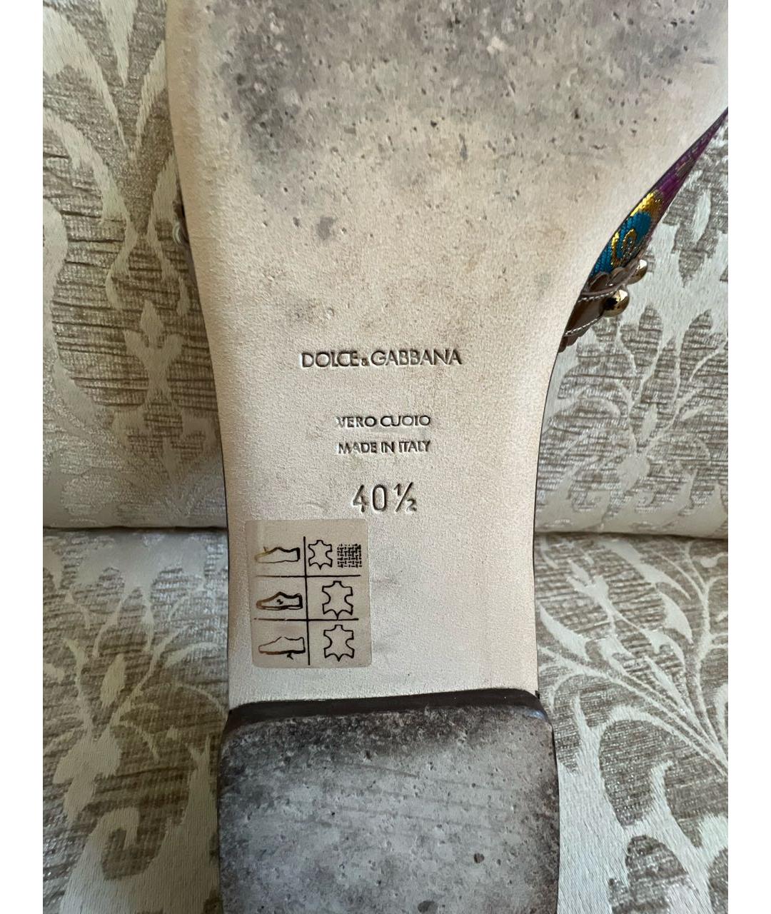 DOLCE&GABBANA Мульти кожаные шлепанцы, фото 7