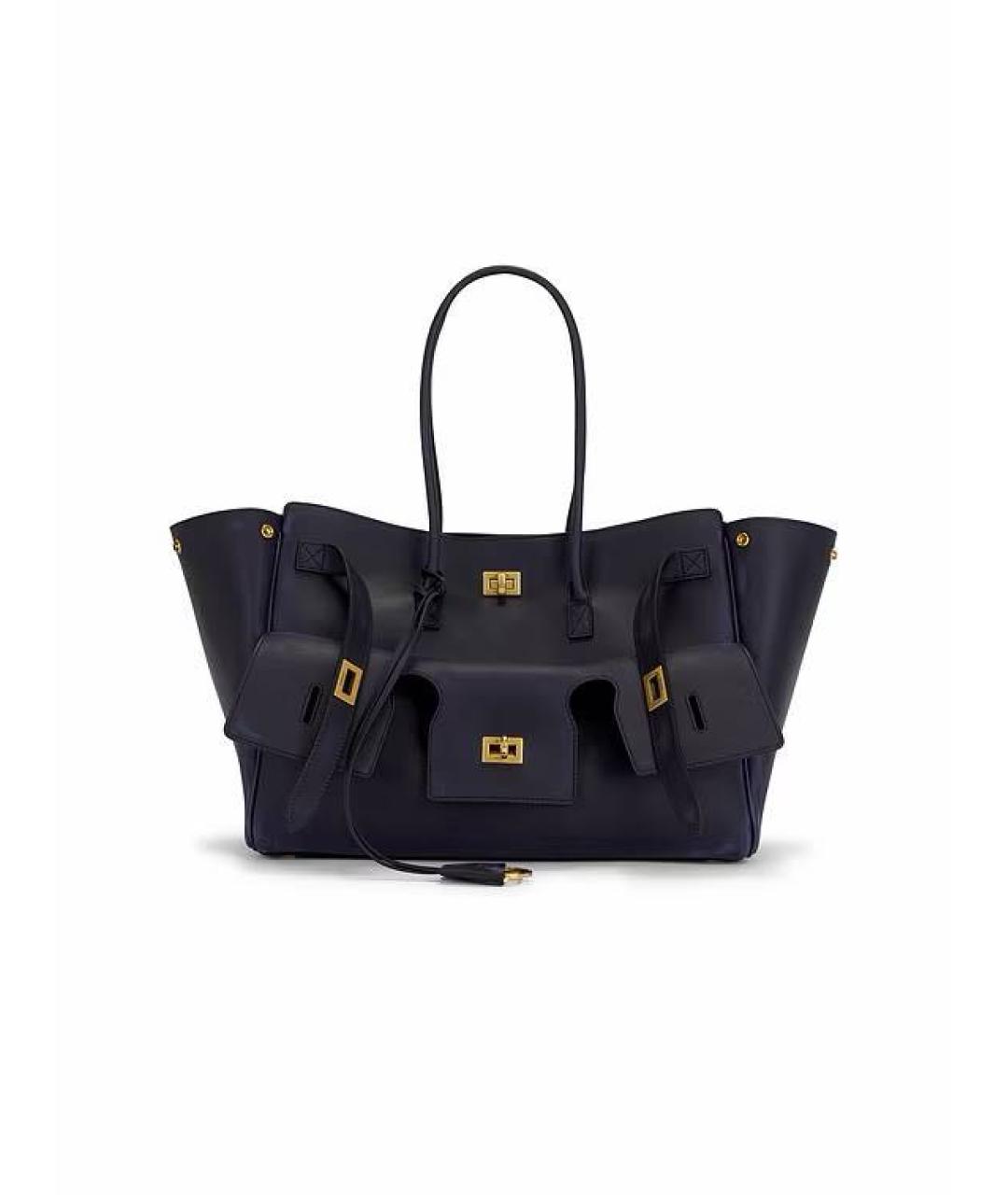 BALENCIAGA Темно-синяя кожаная сумка тоут, фото 6