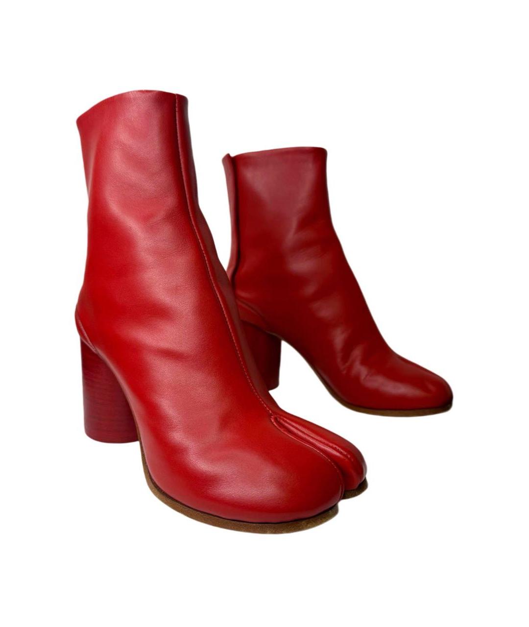 MAISON MARGIELA Красные кожаные босоножки, фото 4