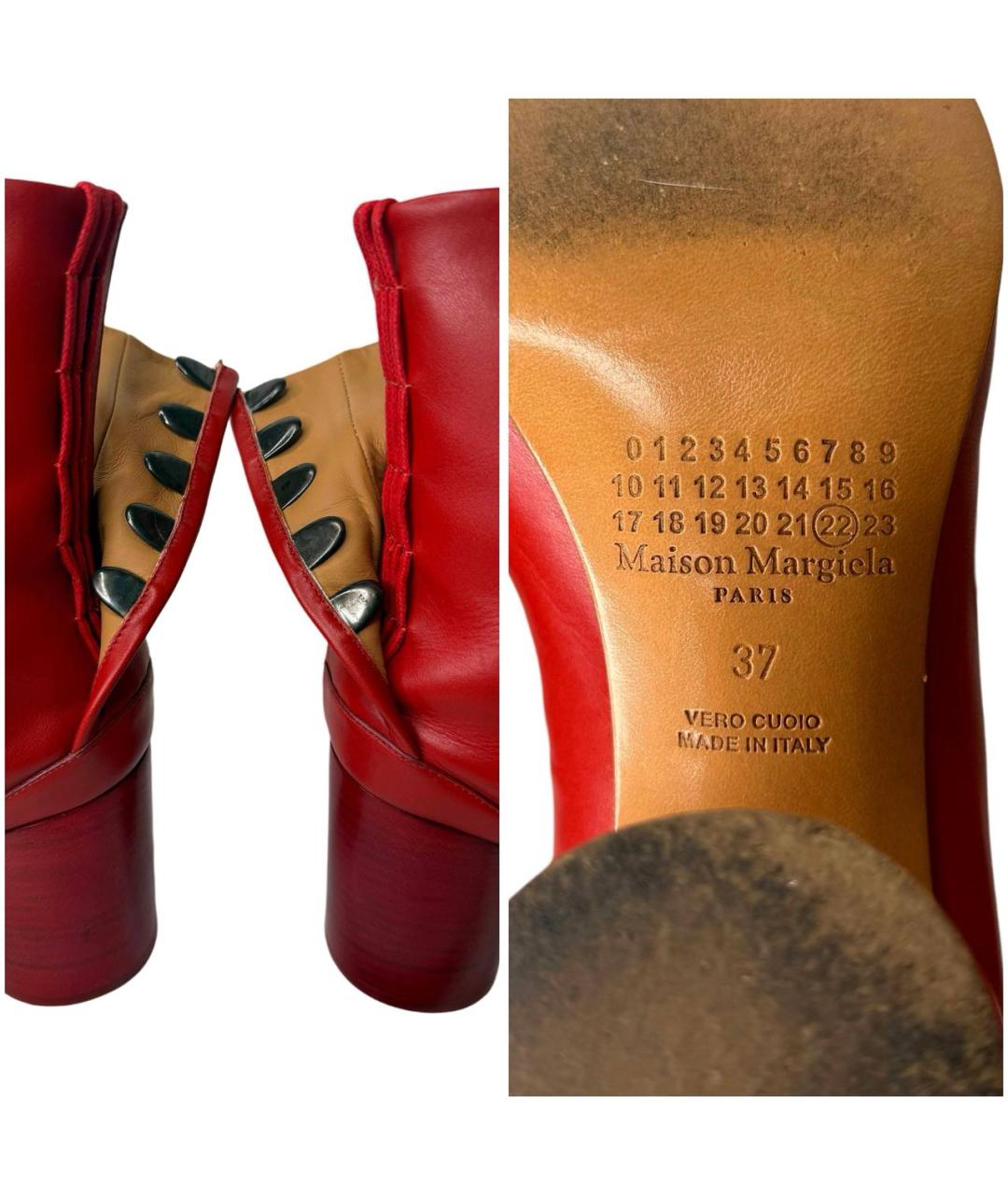 MAISON MARGIELA Красные кожаные босоножки, фото 8