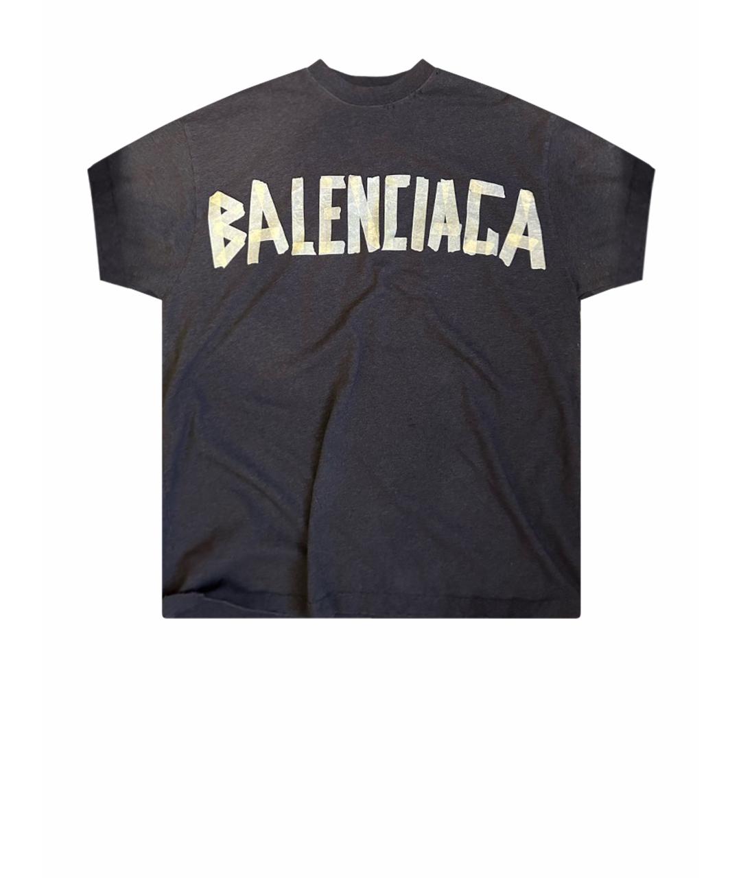 BALENCIAGA Антрацитовая хлопковая футболка, фото 1