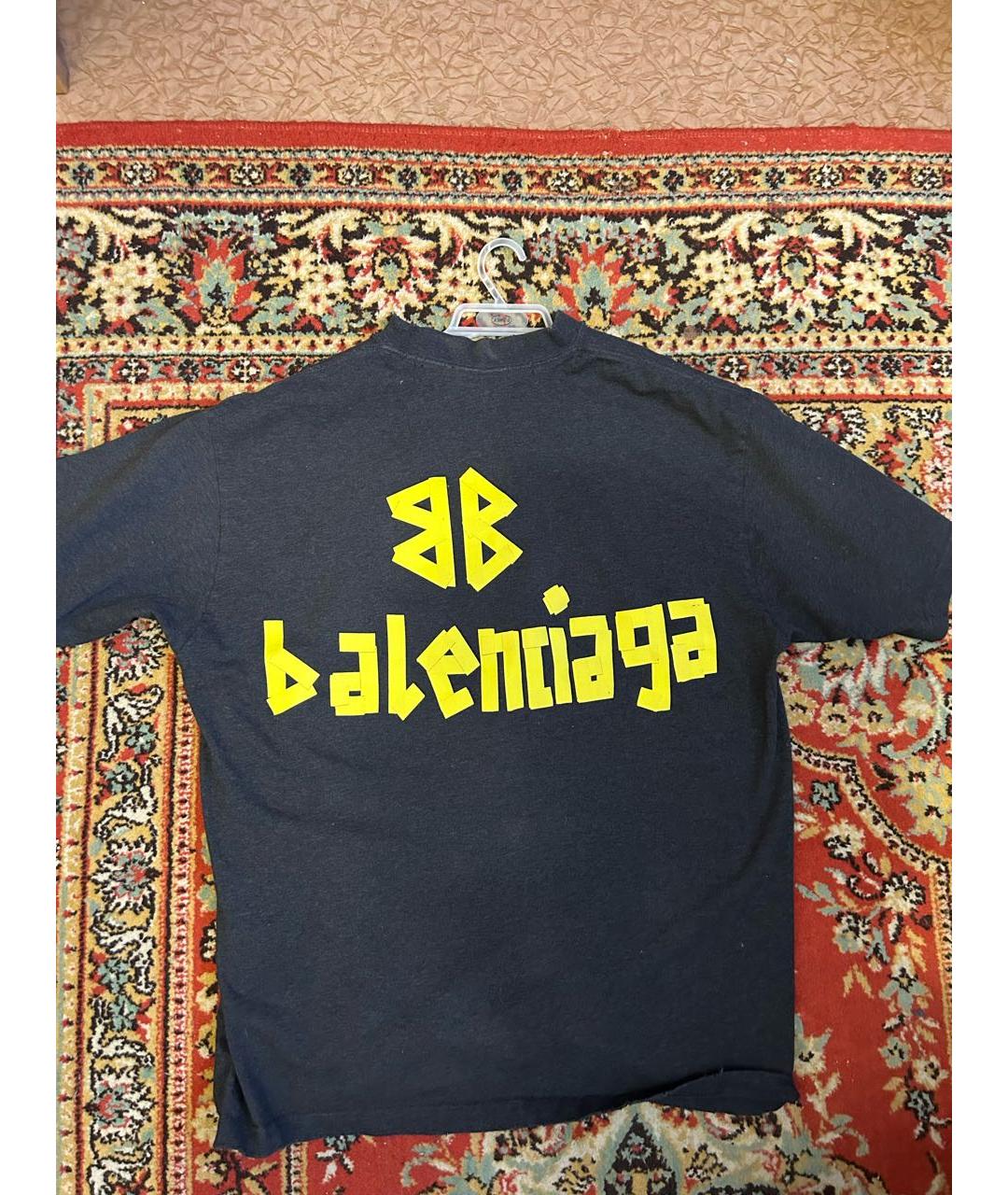 BALENCIAGA Антрацитовая хлопковая футболка, фото 2