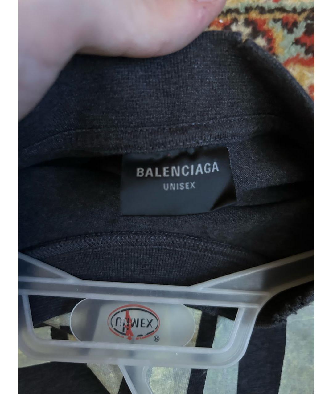 BALENCIAGA Антрацитовая хлопковая футболка, фото 4