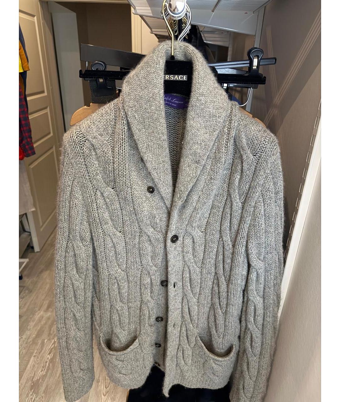 RALPH LAUREN Серый шерстяной кардиган, фото 2
