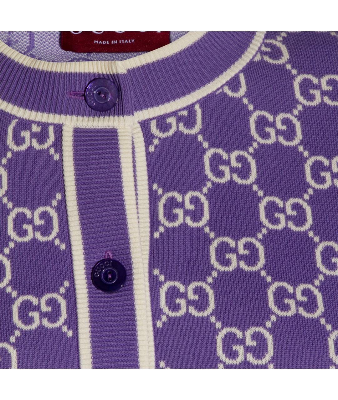 GUCCI Фиолетовый хлопковый кардиган, фото 3