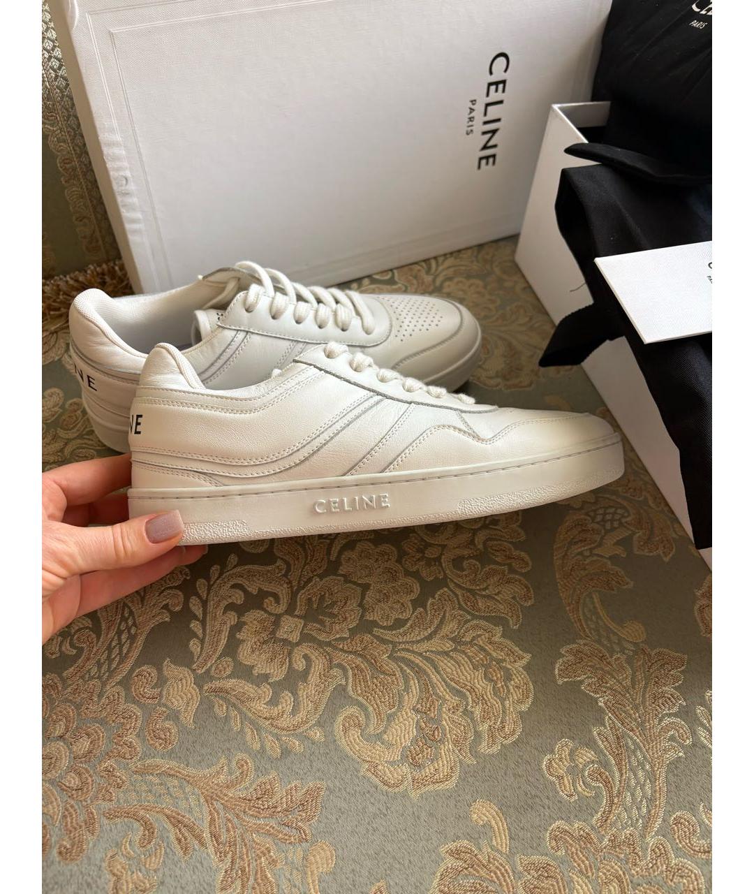 CELINE Белые кожаные кеды, фото 4