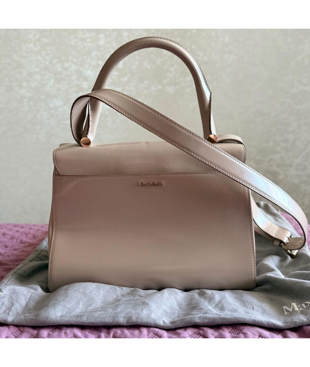 MAX MARA Бежевая кожаная сумка с короткими ручками, фото 9