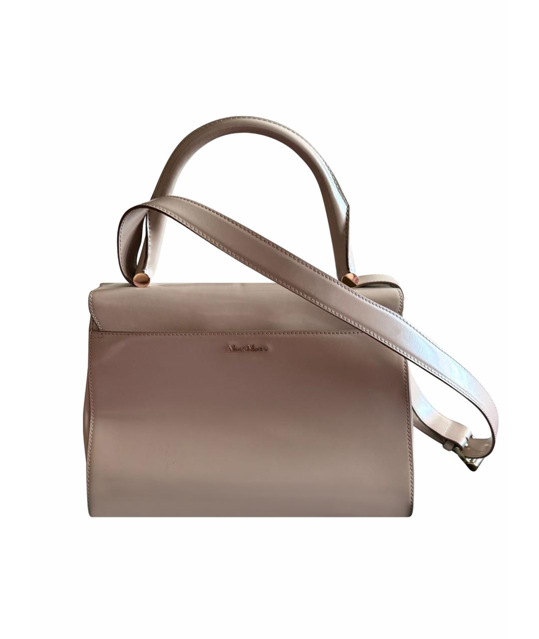 MAX MARA Бежевая кожаная сумка с короткими ручками, фото 1