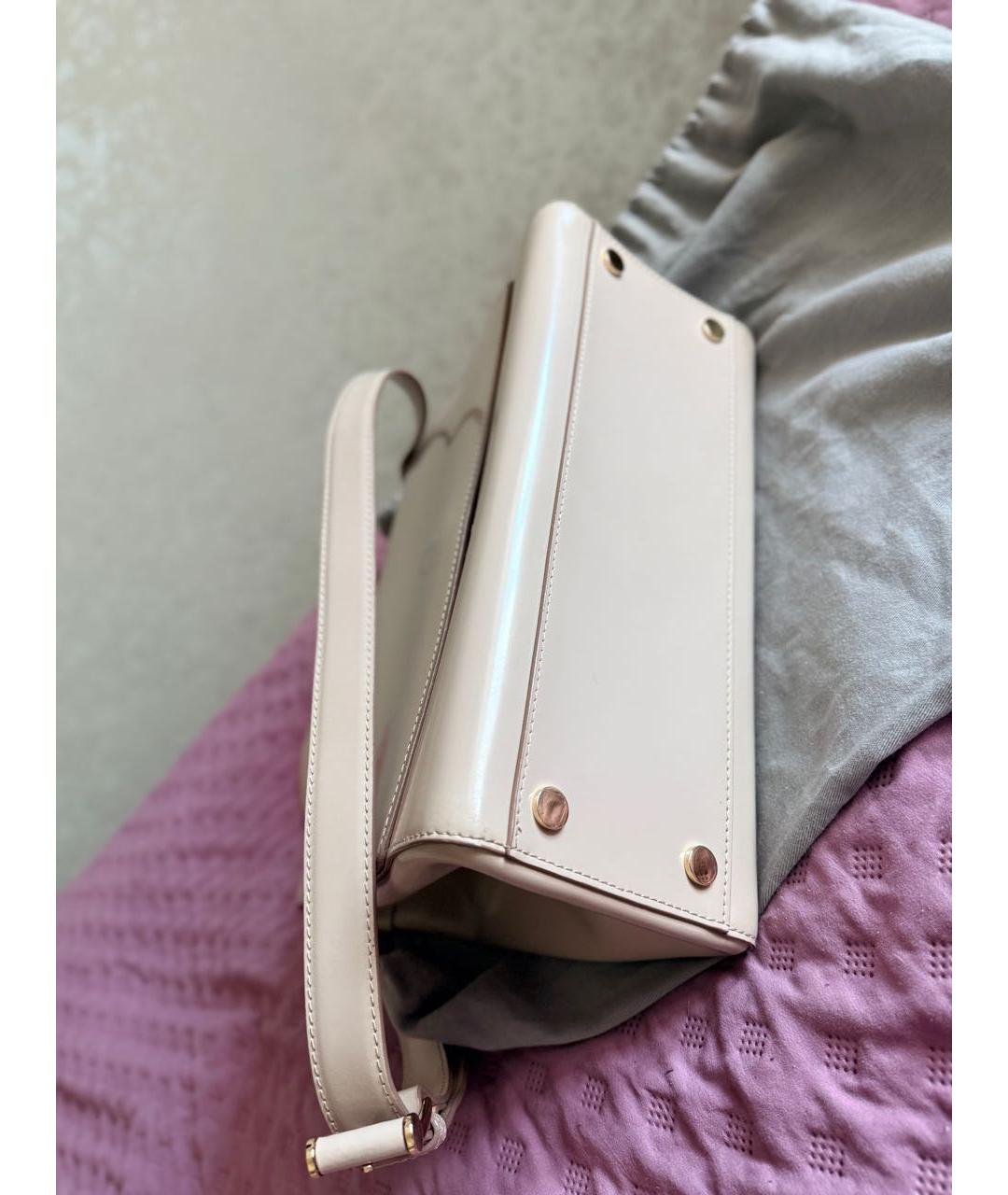 MAX MARA Бежевая кожаная сумка с короткими ручками, фото 5
