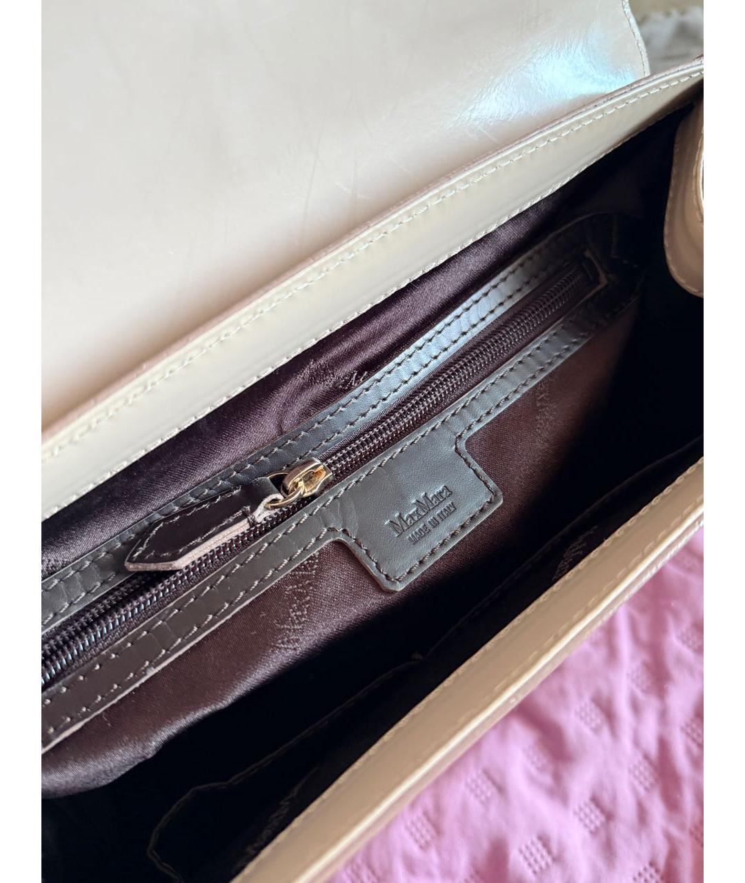 MAX MARA Бежевая кожаная сумка с короткими ручками, фото 4