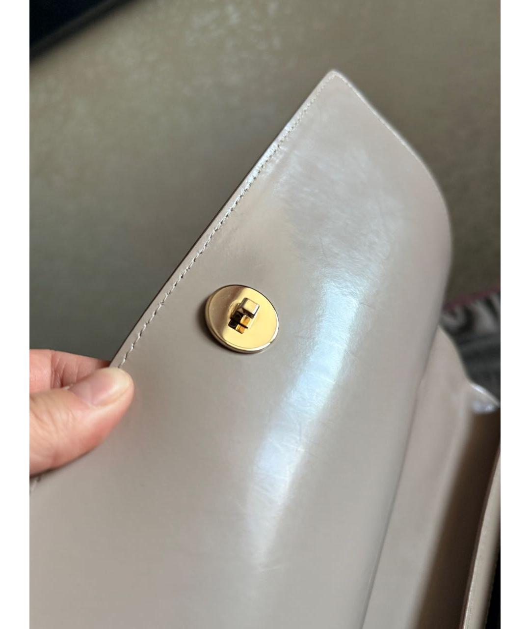 MAX MARA Бежевая кожаная сумка с короткими ручками, фото 7