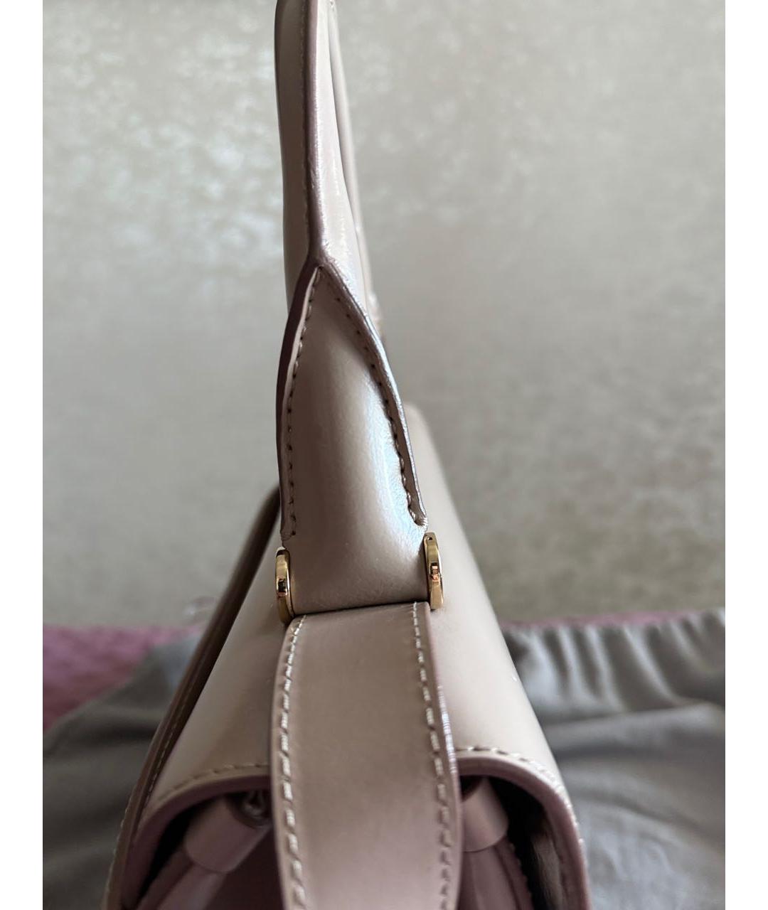 MAX MARA Бежевая кожаная сумка с короткими ручками, фото 8