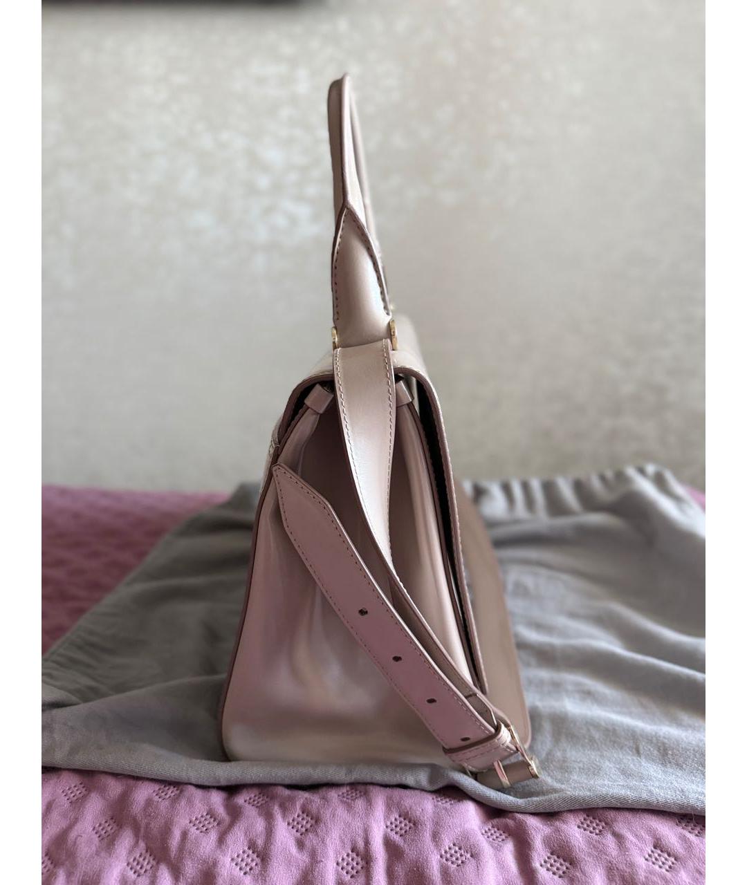 MAX MARA Бежевая кожаная сумка с короткими ручками, фото 3