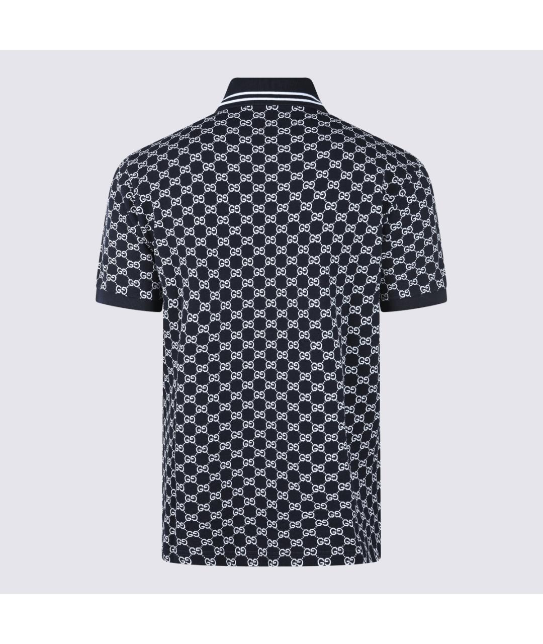 GUCCI Синее хлопковое поло с коротким рукавом, фото 2