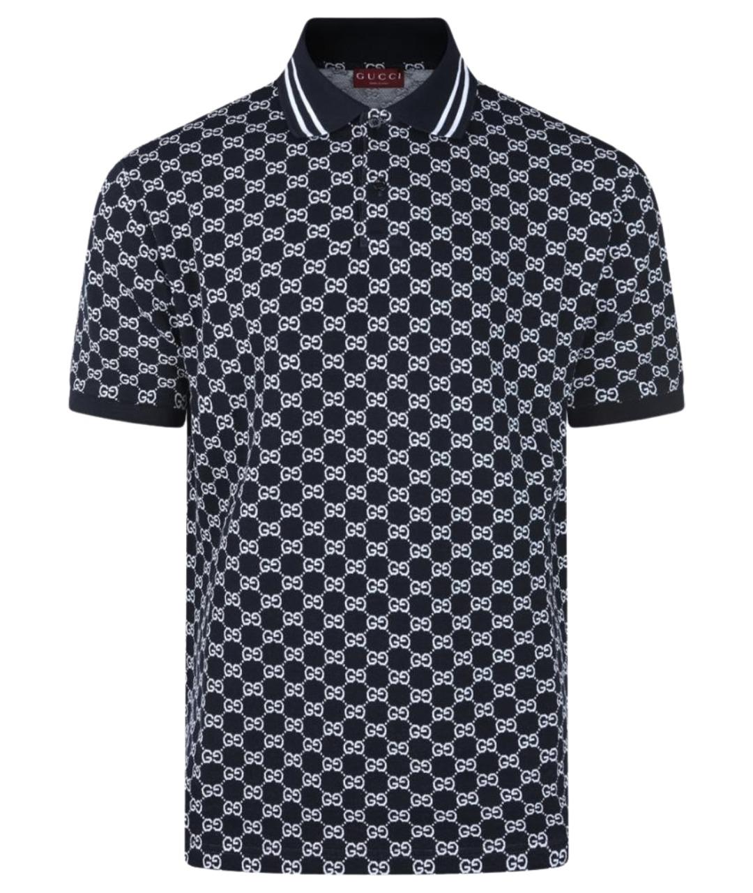 GUCCI Синее хлопковое поло с коротким рукавом, фото 1