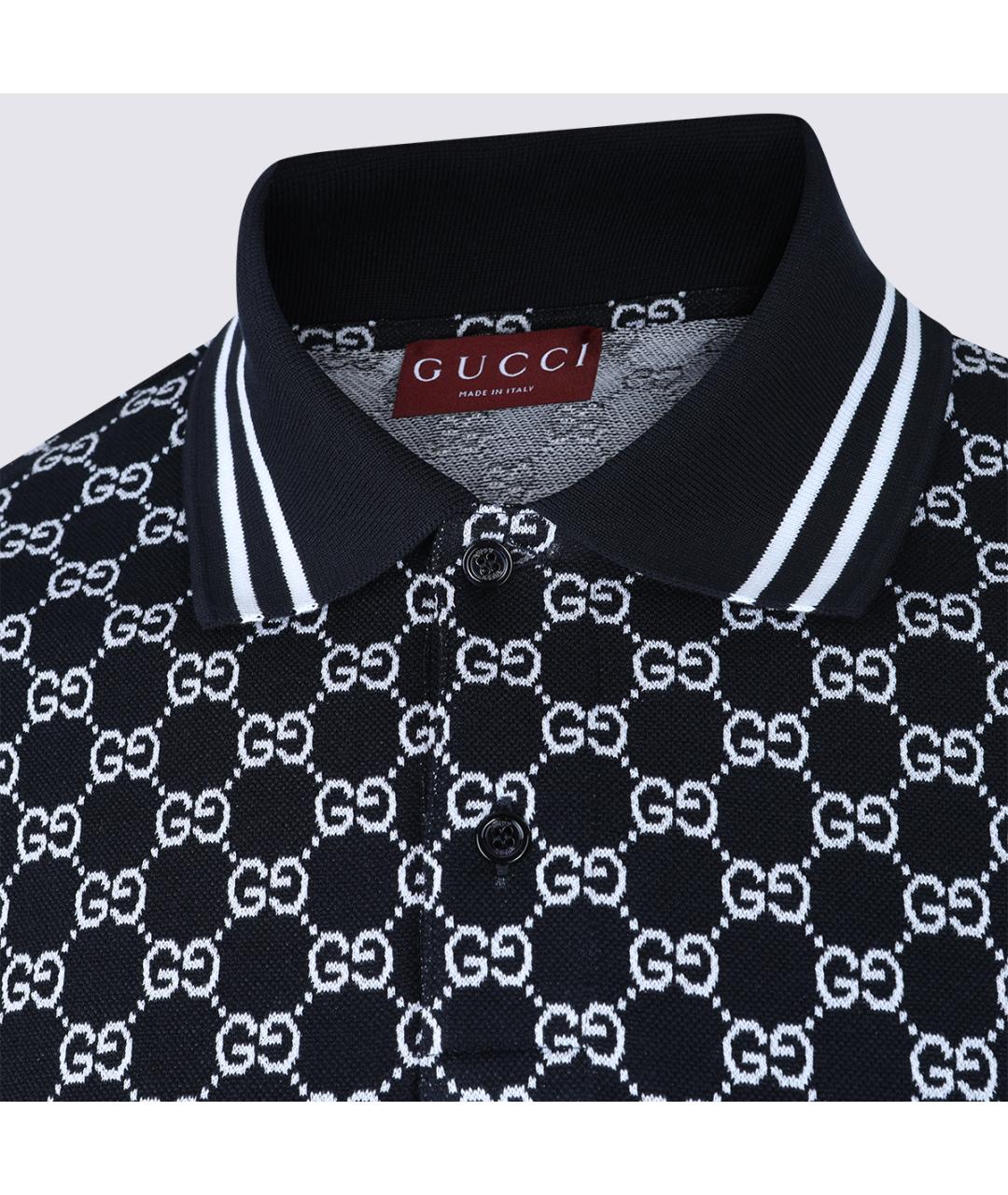 GUCCI Синее хлопковое поло с коротким рукавом, фото 3