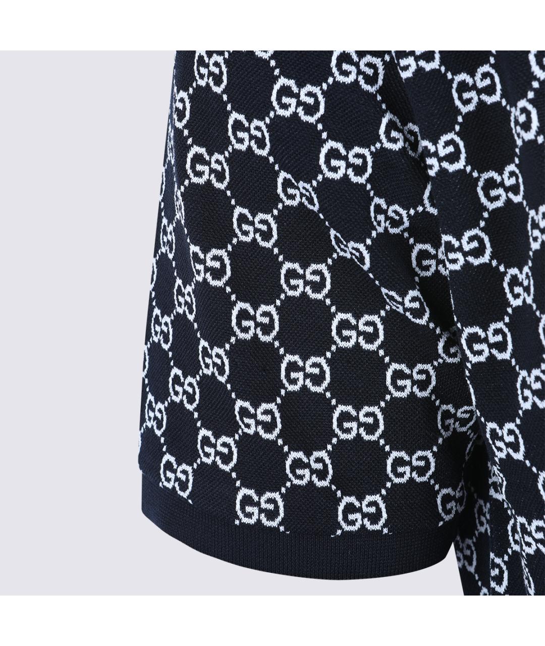 GUCCI Синее хлопковое поло с коротким рукавом, фото 4