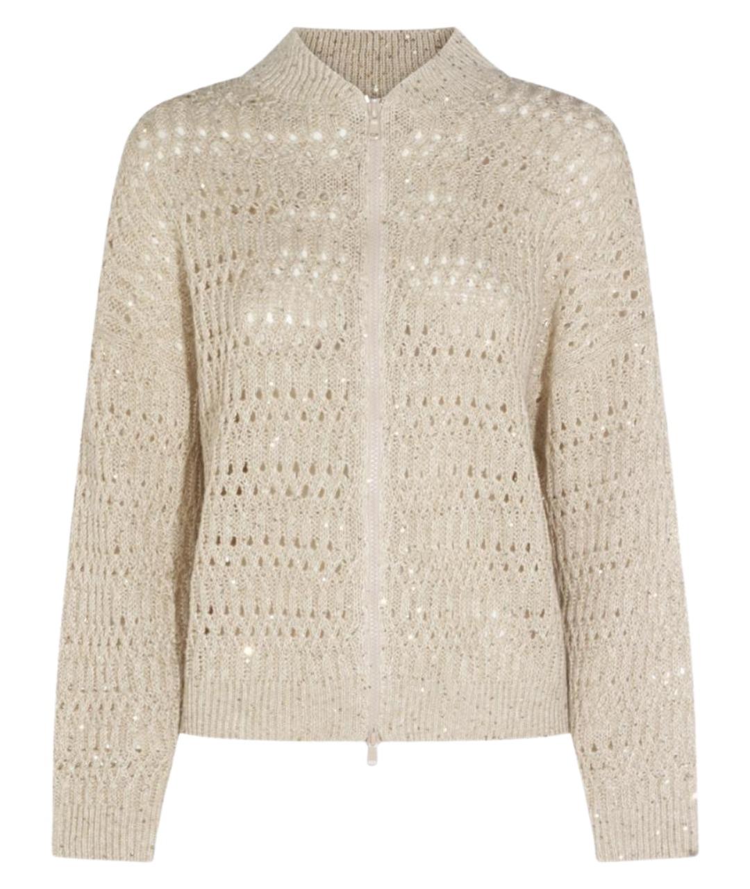 BRUNELLO CUCINELLI Бежевый льняной кардиган, фото 1