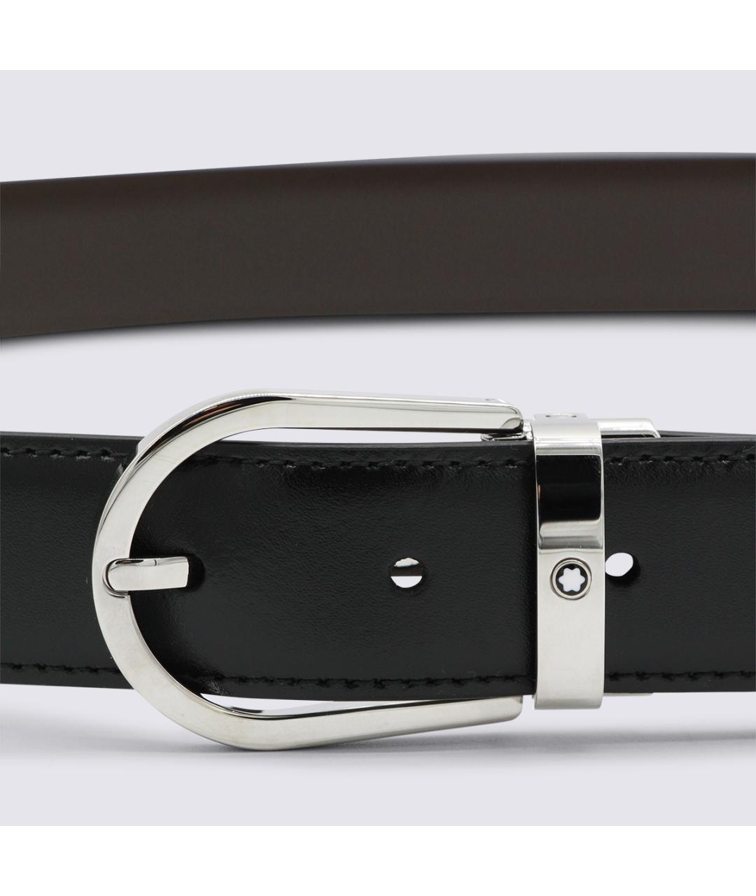 MONTBLANC Черный кожаный ремень, фото 2
