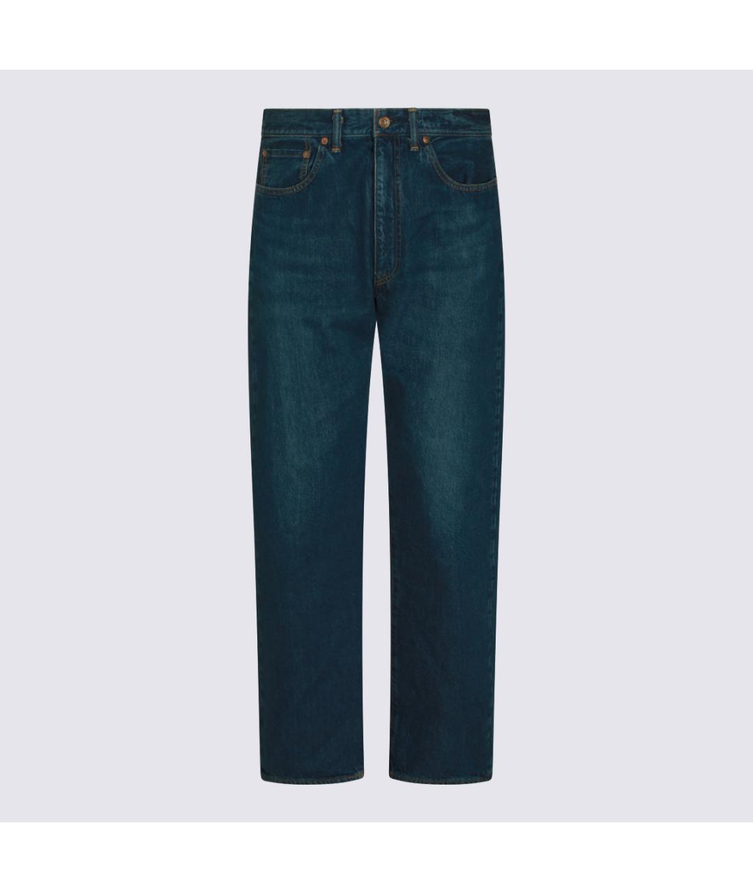 MAISON KITSUNE Синие хлопковые прямые джинсы, фото 5