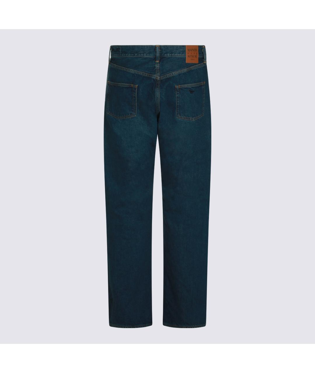 MAISON KITSUNE Синие хлопковые прямые джинсы, фото 2
