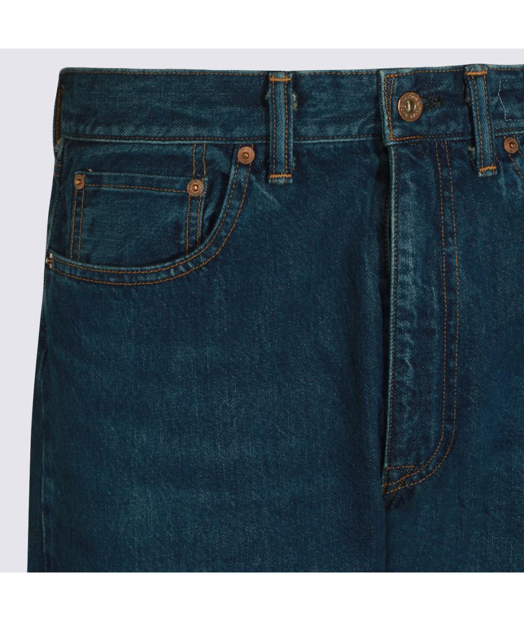 MAISON KITSUNE Синие хлопковые прямые джинсы, фото 3