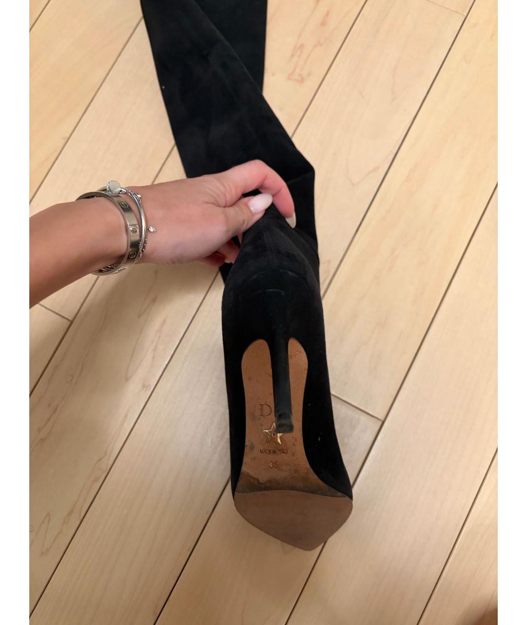 CHRISTIAN DIOR Черные замшевые сапоги, фото 5