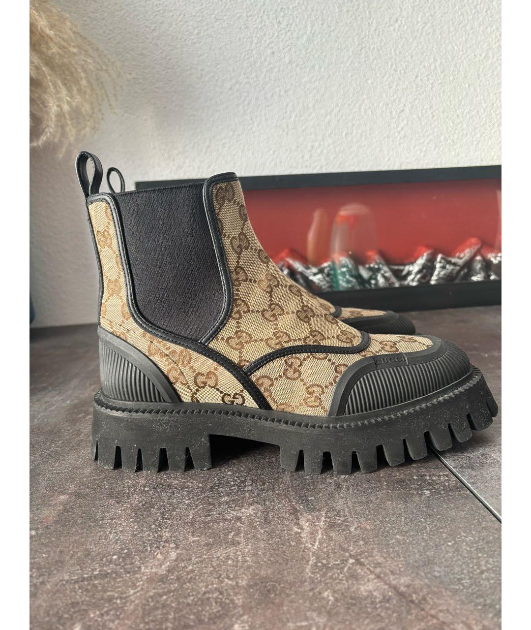 GUCCI Бежевые кожаные ботинки, фото 5