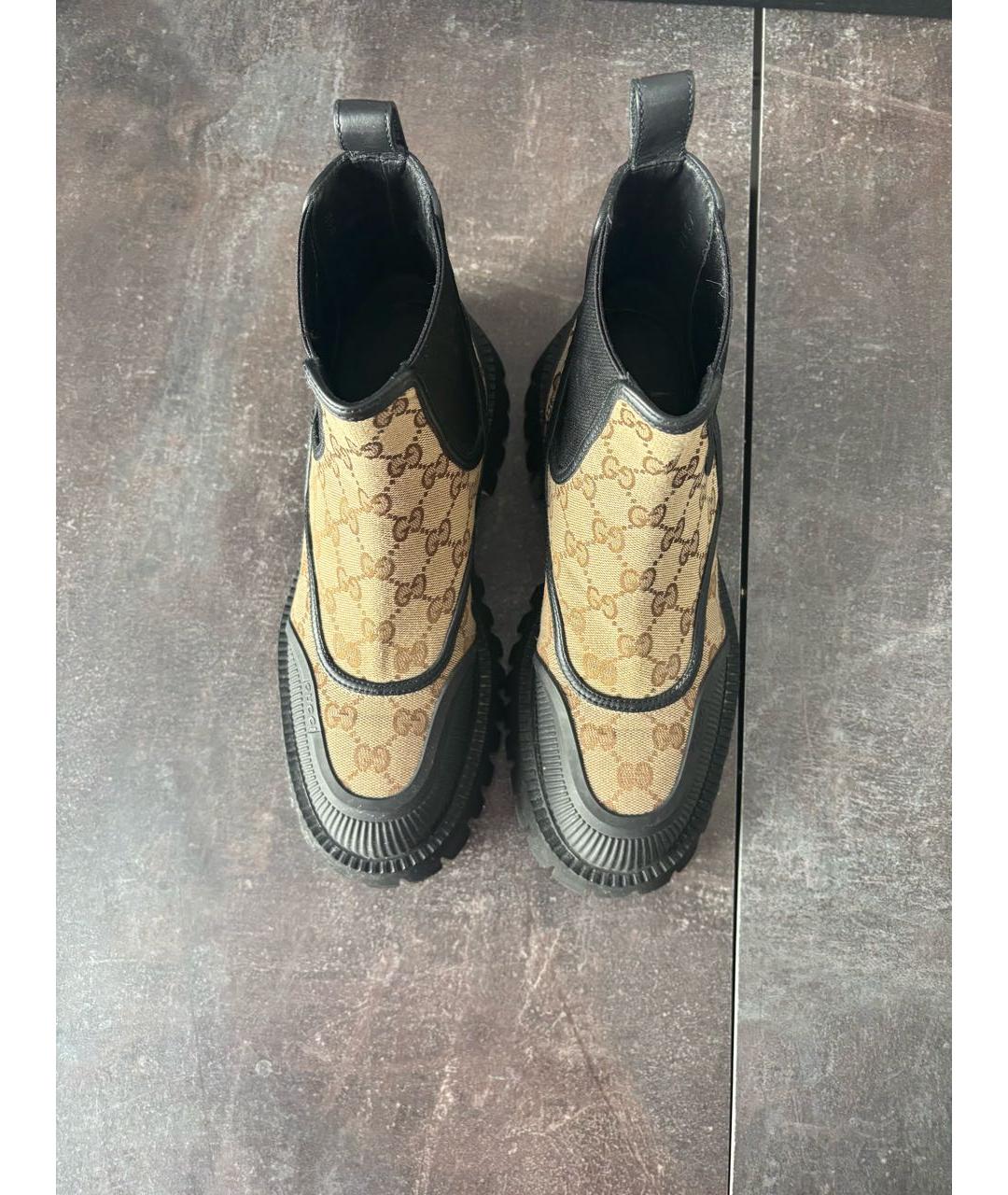GUCCI Бежевые кожаные ботинки, фото 3