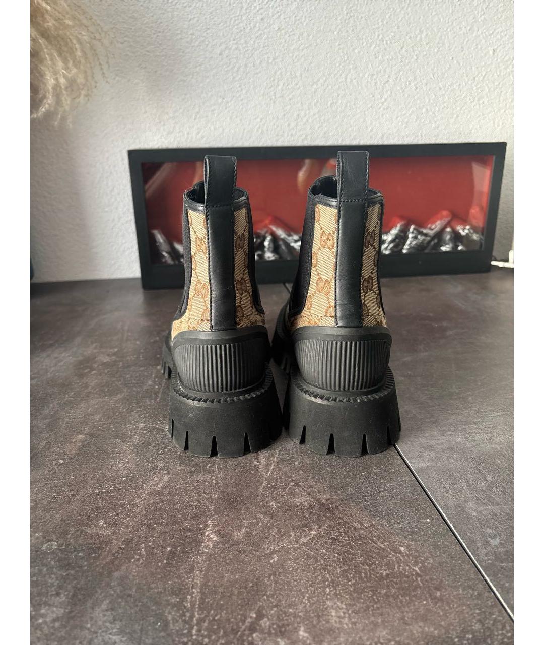 GUCCI Бежевые кожаные ботинки, фото 4