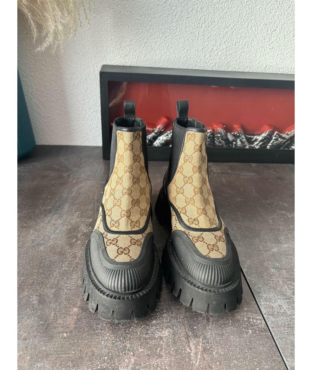 GUCCI Бежевые кожаные ботинки, фото 2