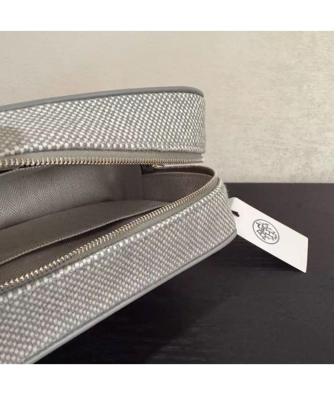 HERMES Серая тканевая косметичка, фото 3