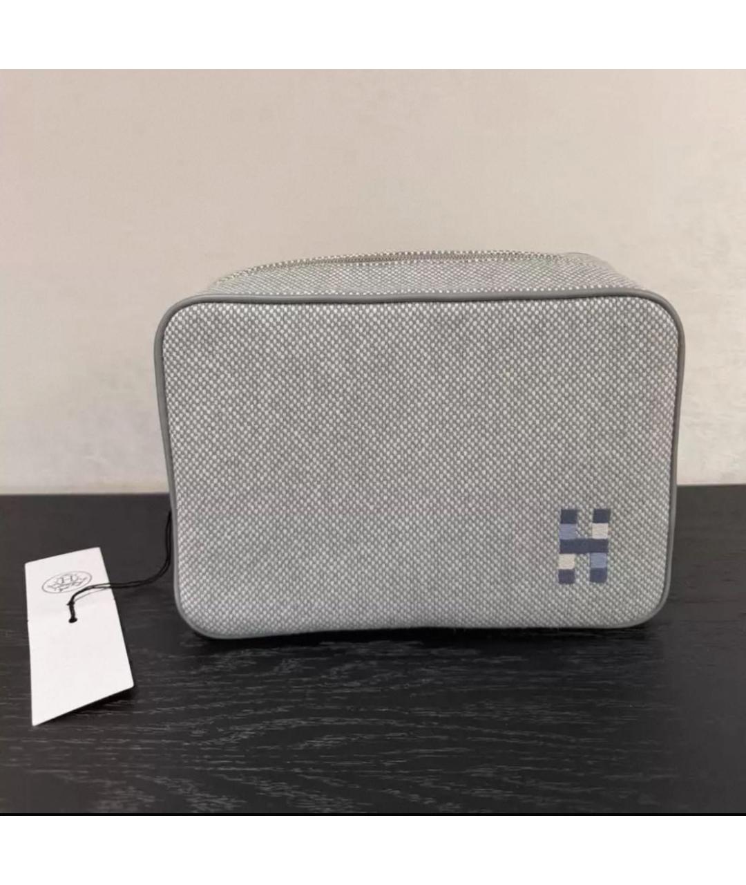 HERMES Серая тканевая косметичка, фото 2