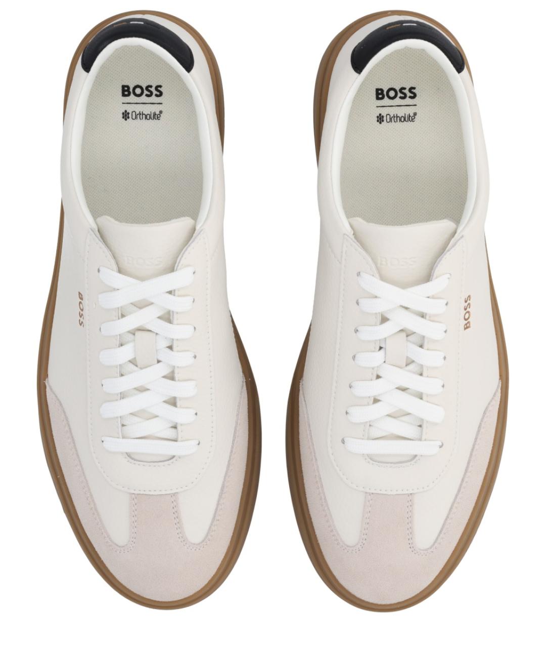 HUGO BOSS Белые кожаные низкие кроссовки / кеды, фото 5