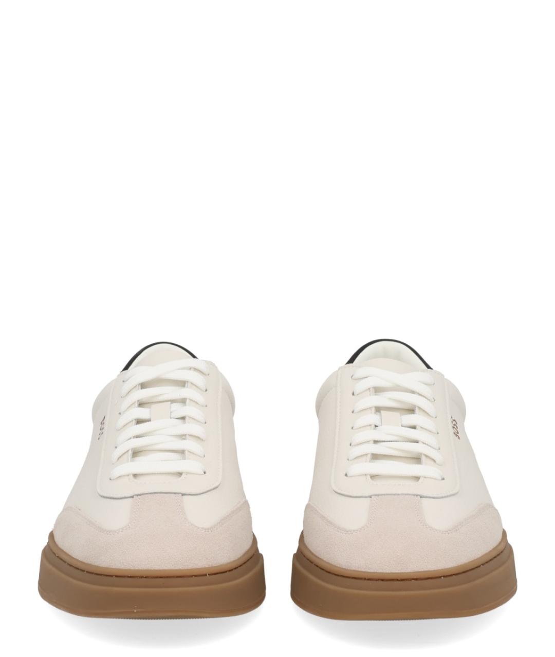 HUGO BOSS Белые кожаные низкие кроссовки / кеды, фото 3