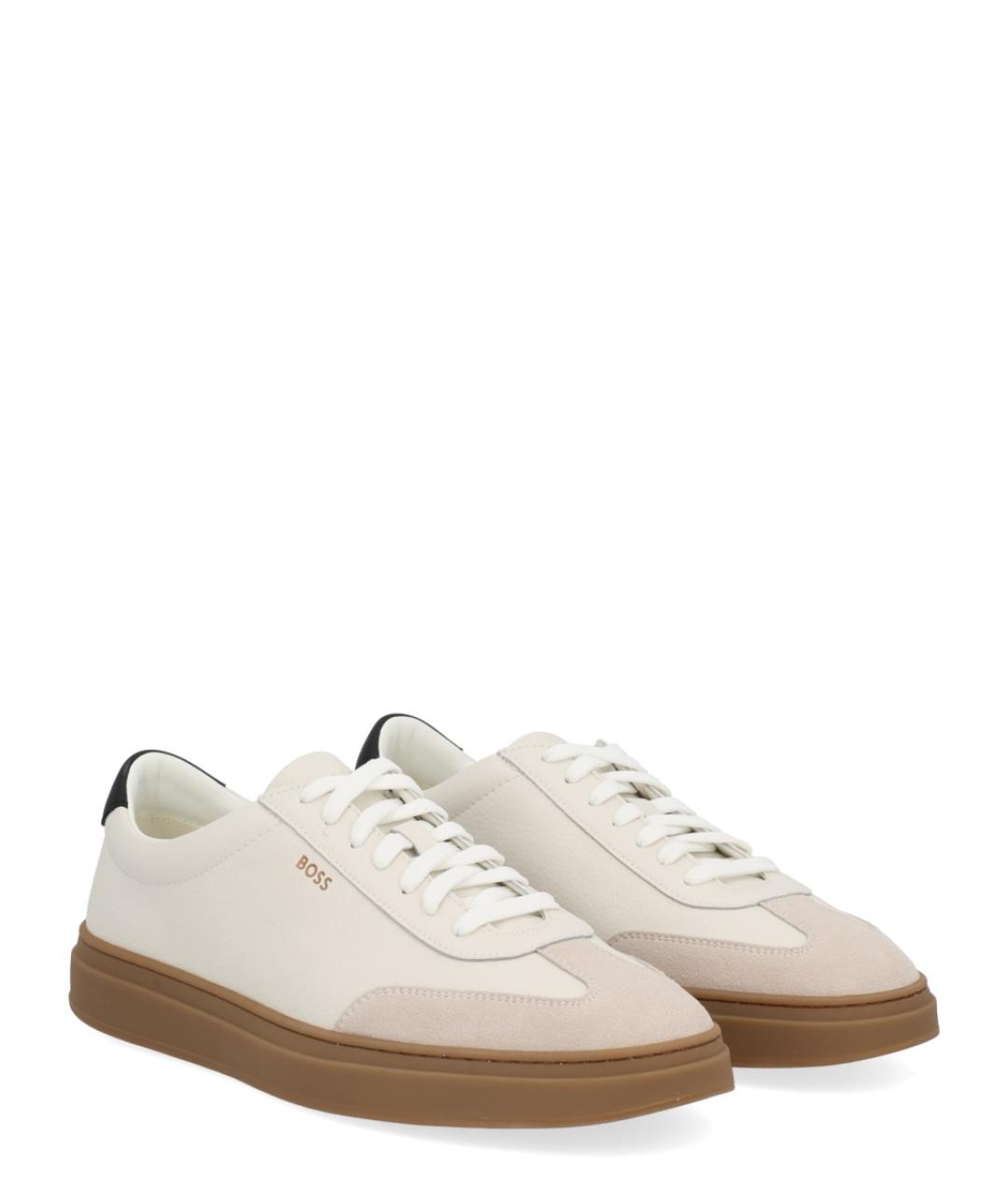 HUGO BOSS Белые кожаные низкие кроссовки / кеды, фото 2