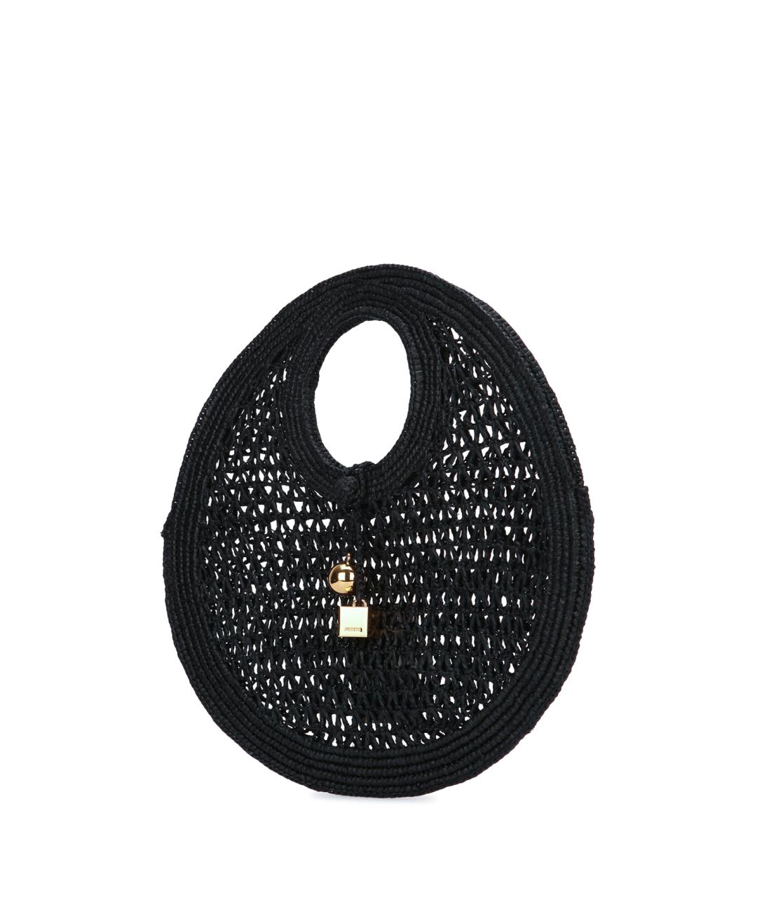 JACQUEMUS Черная пелетеная сумка с короткими ручками, фото 2