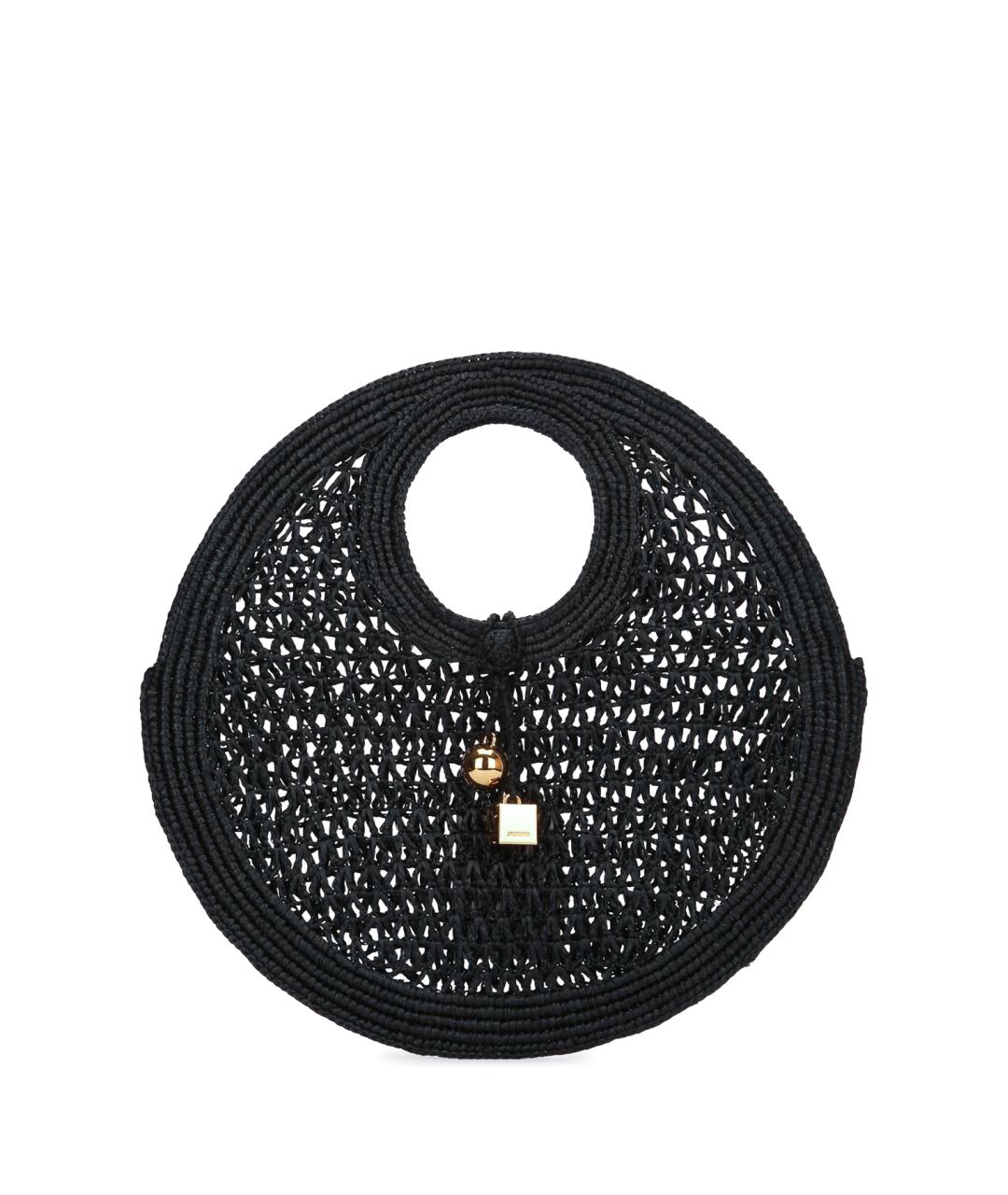 JACQUEMUS Черная пелетеная сумка с короткими ручками, фото 1